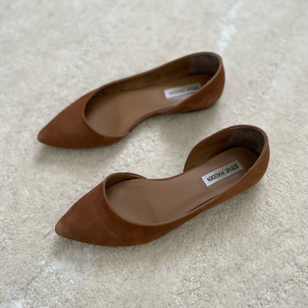Steve Madden Edana flats - Brown Suede - Size:8 well loved
